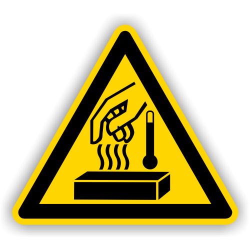 Warnschild, Warnung vor heißen Werkstoffen, praxisbewährt, Kunststoff